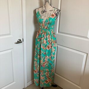 Inspired Hearts Teal Floral Maxi Dress